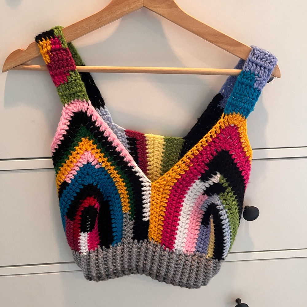 Crochet tank top bohemian harry styles size M handmade